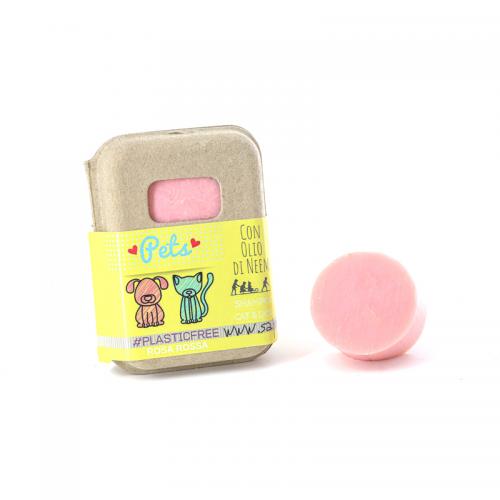 Shampoing solide pour chiens et chats à la rose et à l'huile de neem