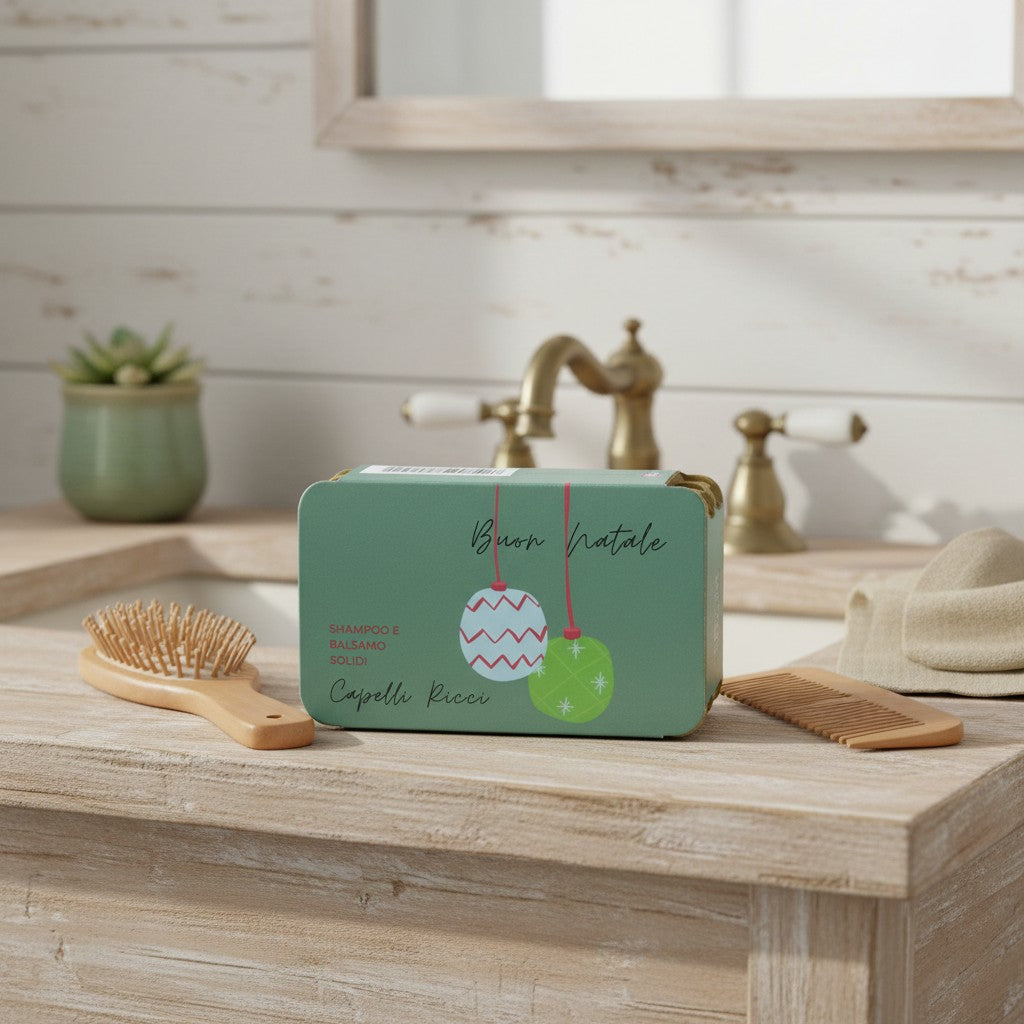 COFFRET DE NOËL SHAMPOING SOLIDE POUR CHEVEUX BOUCLÉS + APRÈS-SHAMPOING SOLIDE POUR CHEVEUX BOUCLÉS