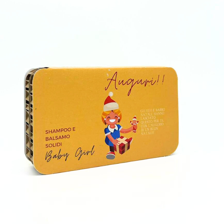 COFFRET DE NOËL POUR FILLES SHAMPOING SOLIDE BÉBÉ FILLE TALC FLEUR + APRÈS-SHAMPOING SOLIDE BÉBÉ PASTÈQUE & CONCOMBRE