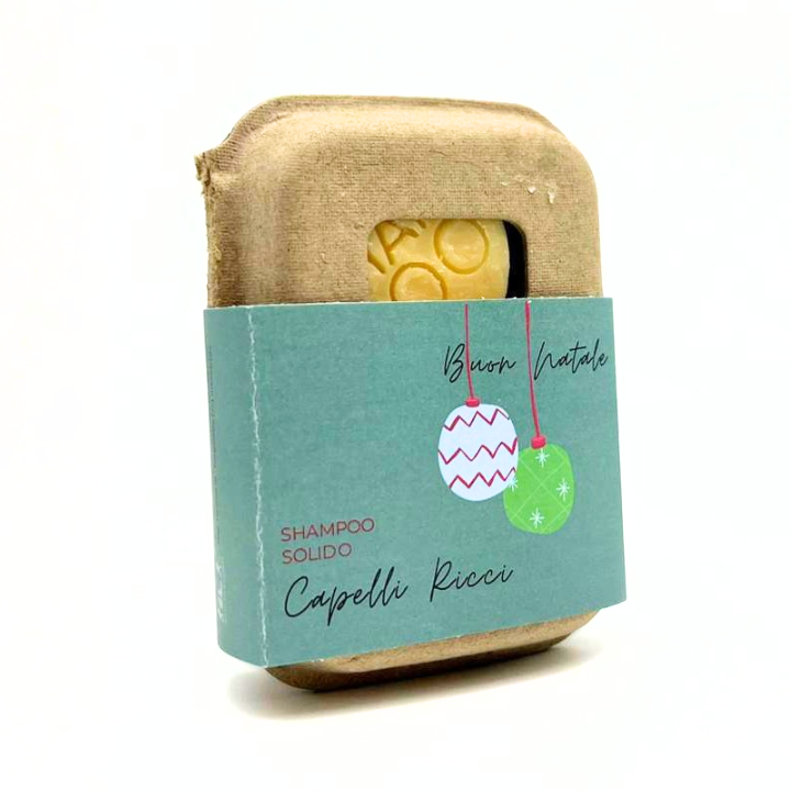 Shampoing solide de Noël pour cheveux bouclés ou poreux à la noix de coco et à la macadamia
