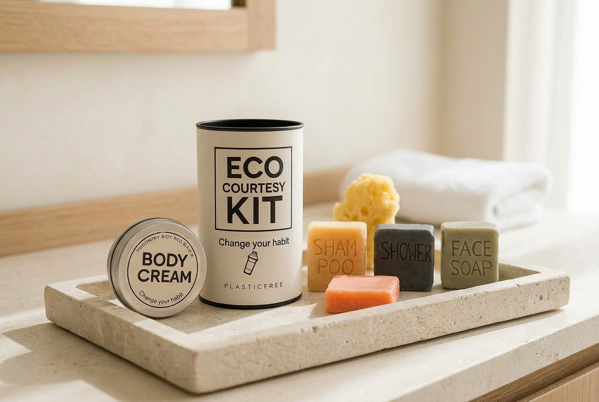 Eco Courtesy Kit con colori riequilibrati e nuova ambientazione