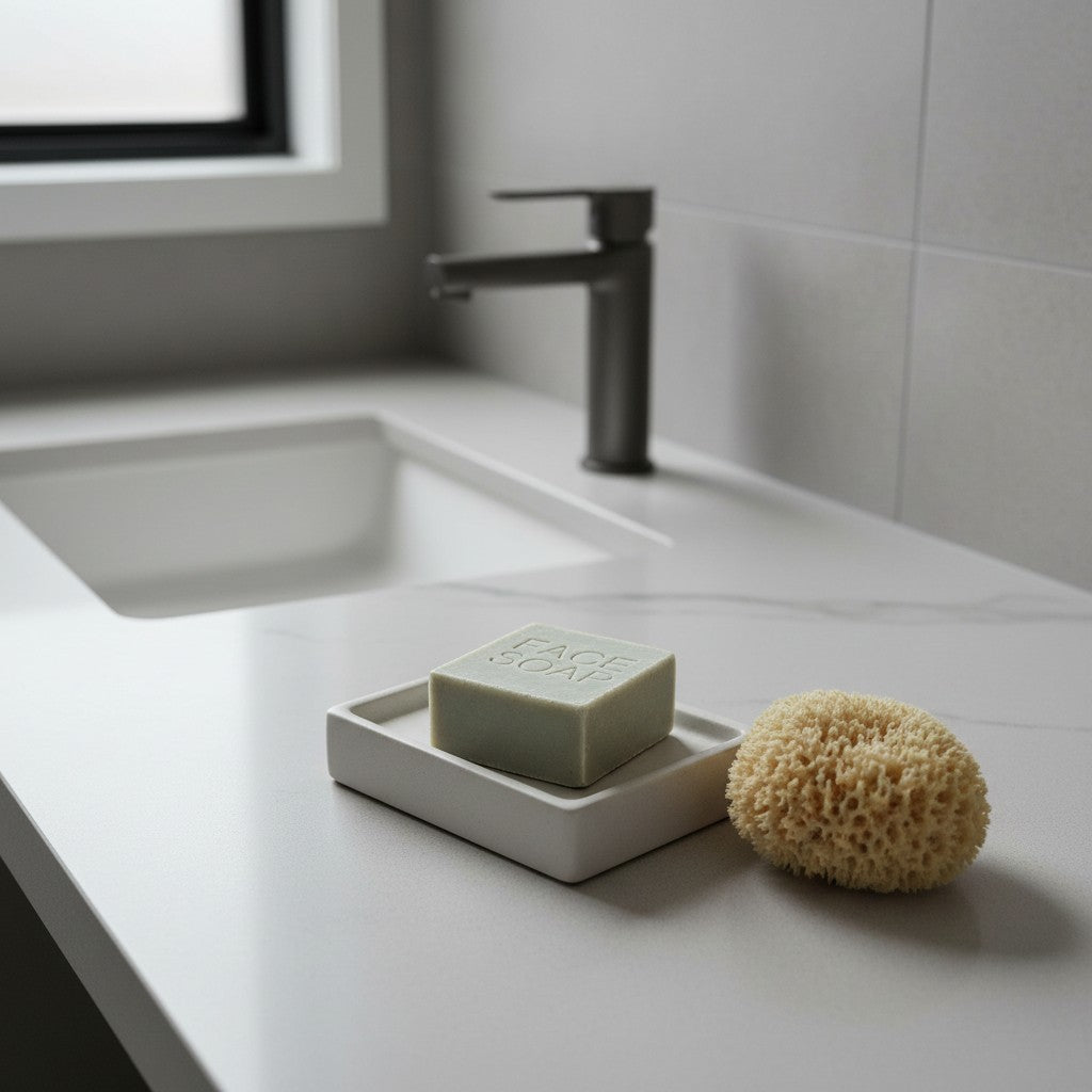 LATTE DETERGENTE SOLIDO VISO PER PELLI SENSIBILI 50 g CON SPUGNA MARINA - Packaging in cartoncino riciclabile