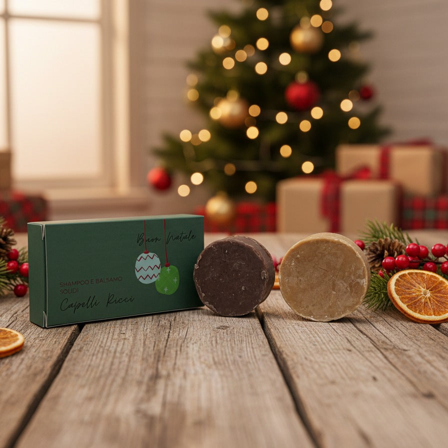 COFFRET DE NOËL SHAMPOING SOLIDE POUR CHEVEUX BOUCLÉS + APRÈS-SHAMPOING SOLIDE POUR CHEVEUX BOUCLÉS