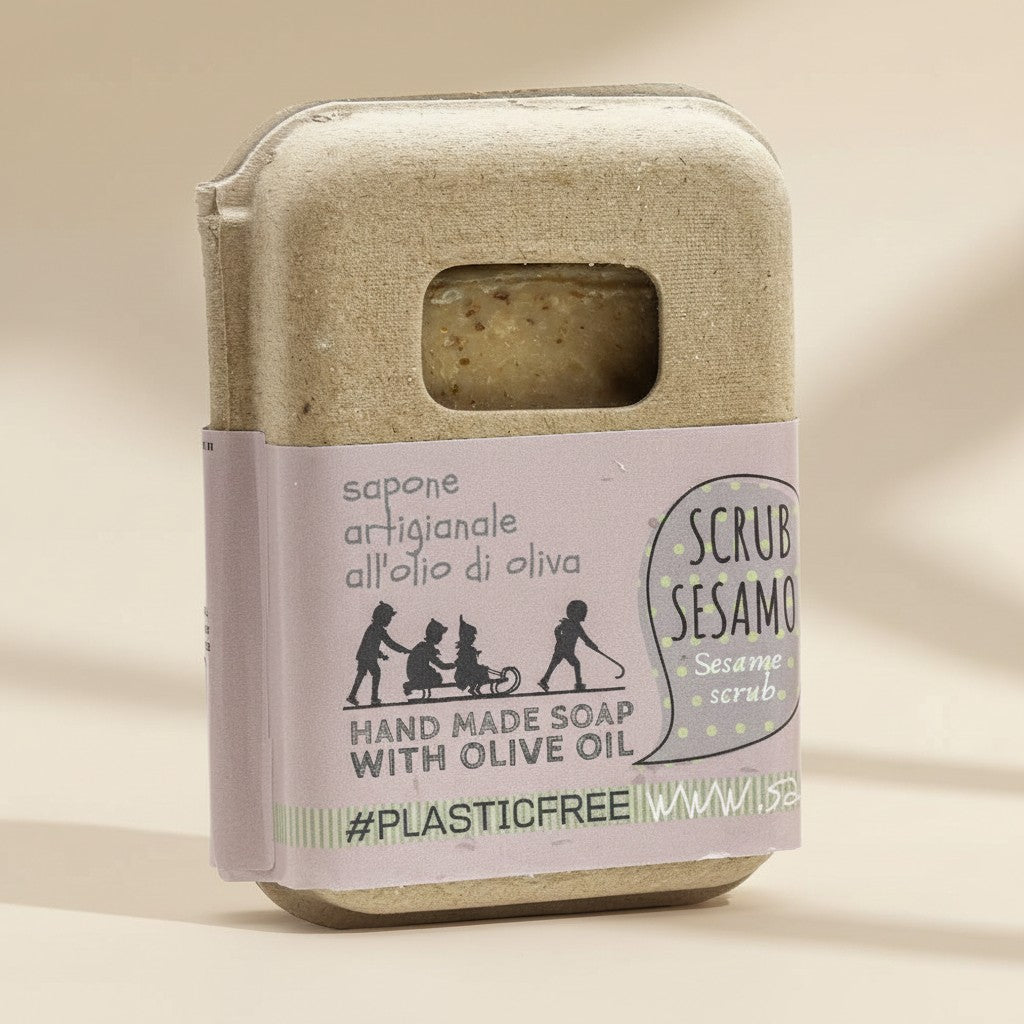 EMBALLAGE DE GOMMAGE AU SAVON AU SÉSAME EN CARTON RECYCLÉ