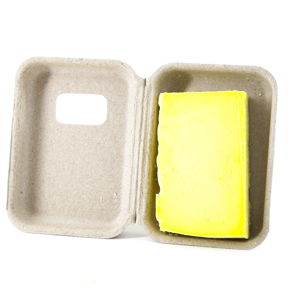 Green Apple Soap Packaging Made of Recycled Cardboard