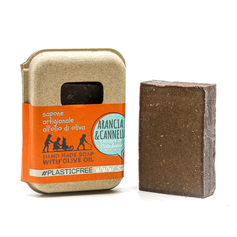 EMBALLAGE DE SAVON ORANGE ET CANNELLE EN CARTON RECYCLÉ