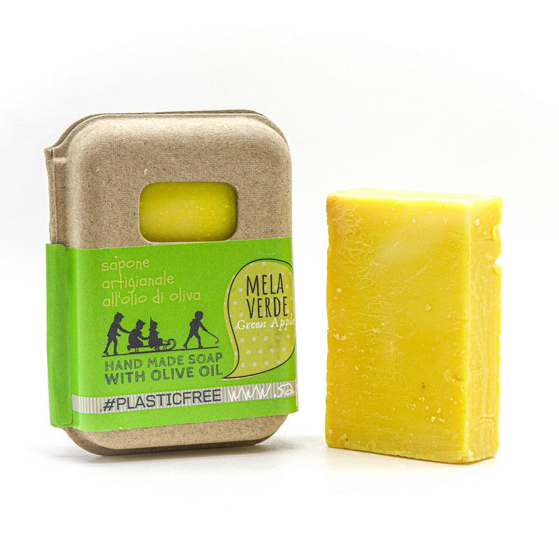 Green Apple Soap Packaging Made of Recycled Cardboard