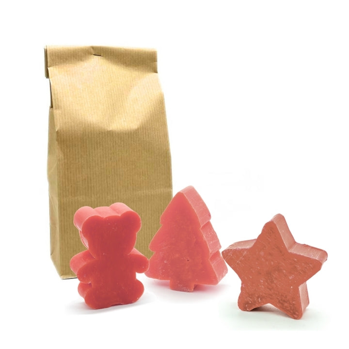 5 SAVONS À LA ROSE ROUGE – GRANDES FORMES DE PIN ET D'OURS EN PELUCHE