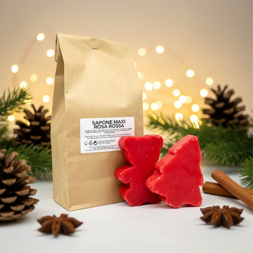 5 SAVONS À LA ROSE ROUGE – GRANDES FORMES DE PIN ET D'OURS EN PELUCHE
