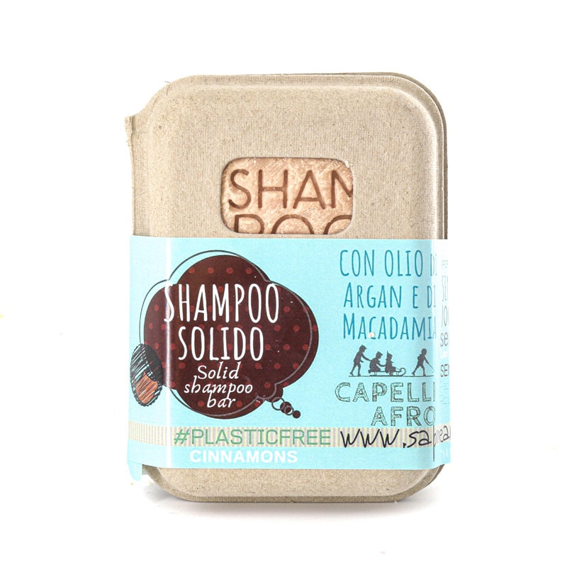 SOLID SHAMPOO FOR AFRO OR POROUS CURLY HAIR WITH CINNAMON WITH CORK BAR SAVER