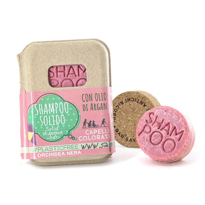 SHAMPOING SOLIDE POUR CHEVEUX COLORÉS À L'ORCHIDÉE NOIRE ET AU BOUCHON DE LIÈGE