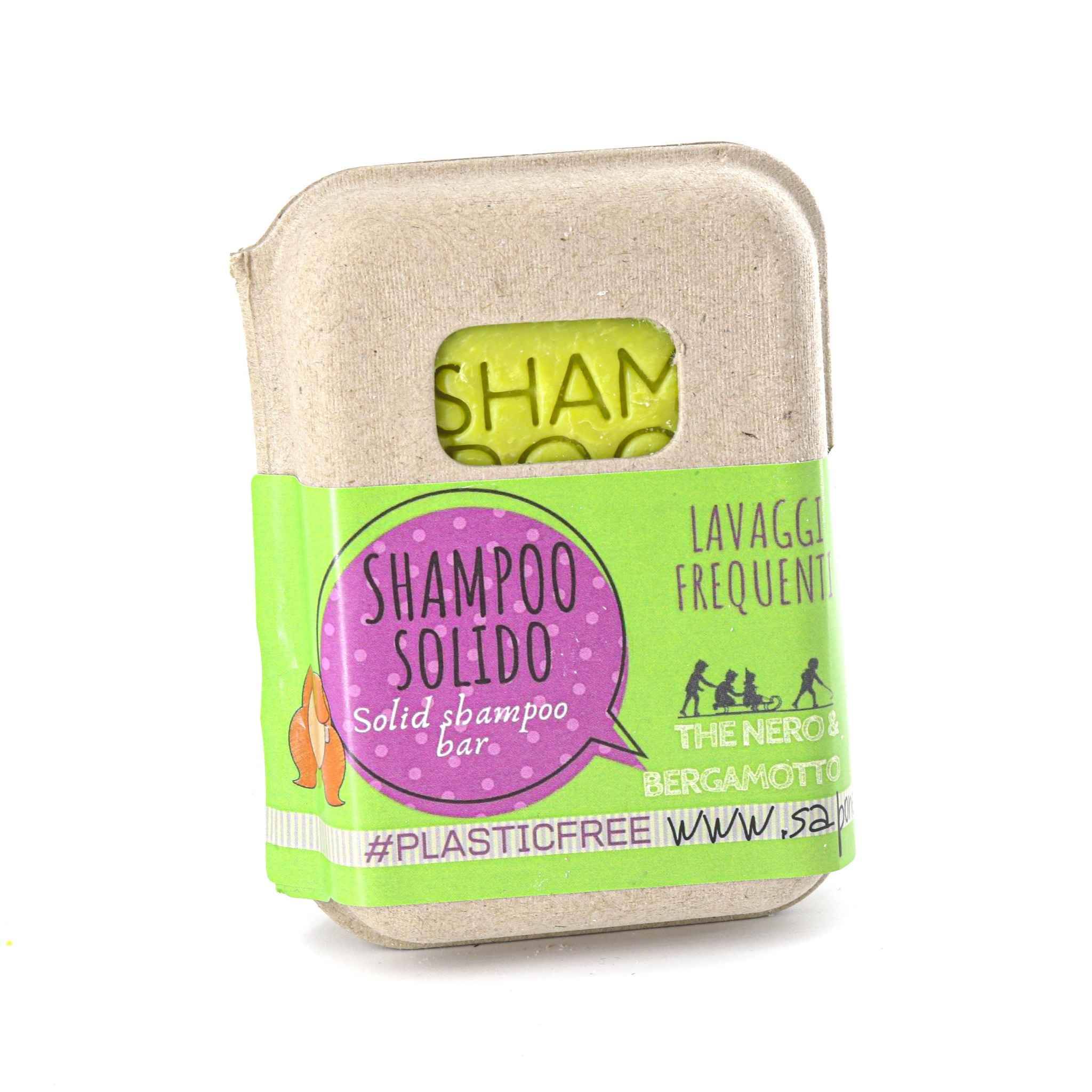 Shampoing solide pour lavages fréquents au thé noir et à la bergamote avec bouchon en liège