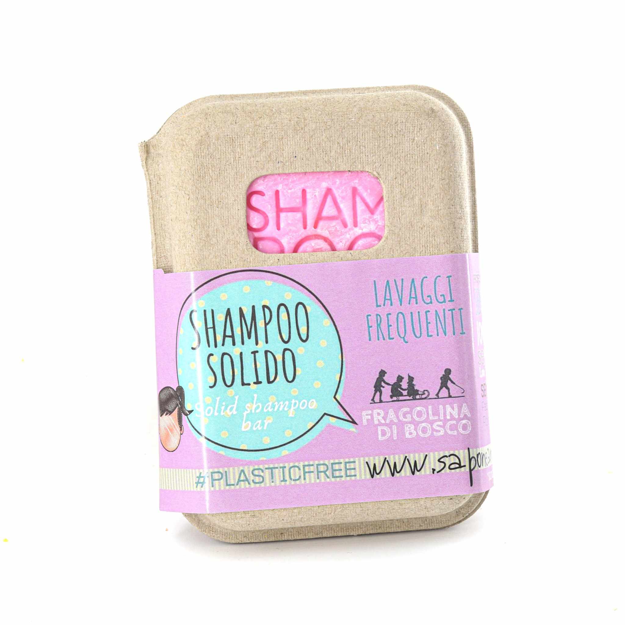 Shampoing solide pour lavages fréquents à la fraise des bois et bouchon en liège