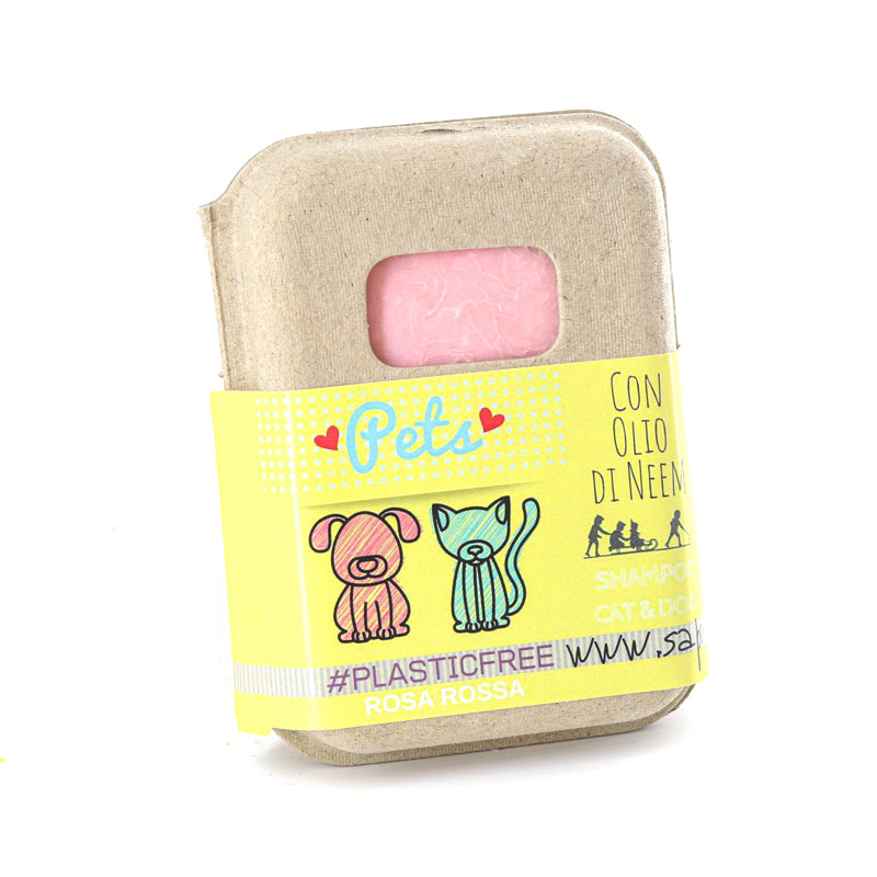 Shampoing solide pour chiens et chats à la rose et à l'huile de neem