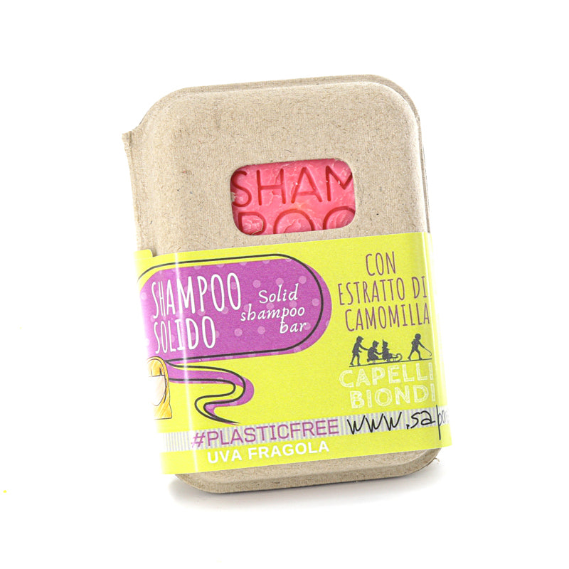 SHAMPOO SOLIDO CAPELLI BIONDI ALL'UVA FRAGOLA senza BAR SAVER IN SUGHERO