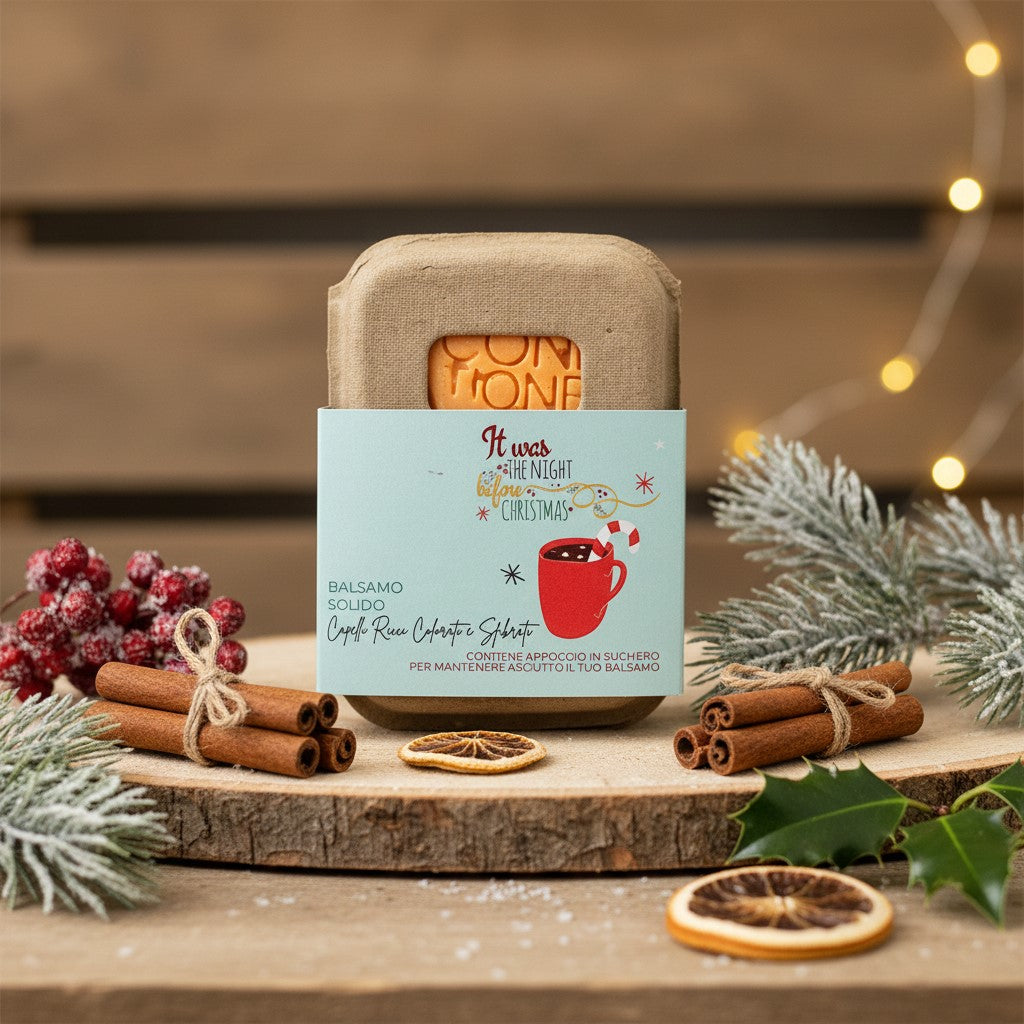 Après-shampoing solide de Noël Tropicana pour cheveux bouclés, colorés ou abîmés