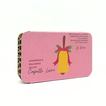 CHRISTMAS PACKAGE: SOLID SHAMPOO FOR STRAIGHT HAIR WITH COTTON FLOWER + SOLID CONDITIONER FOR STRAIGHT HAIR WITH LILAC FLOWER