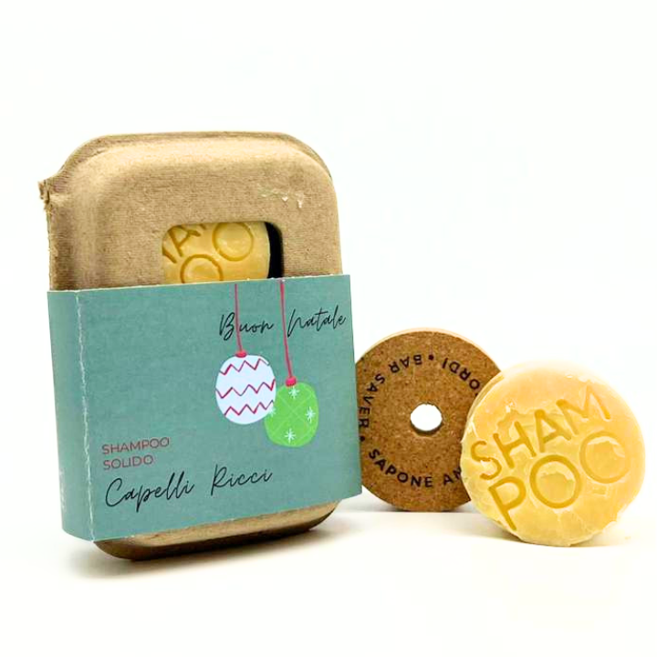 Shampoing solide de Noël pour cheveux bouclés ou poreux à la noix de coco et à la macadamia