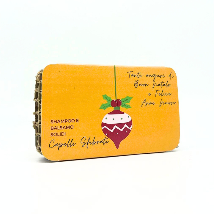 COFFRET DE NOËL SHAMPOING SOLIDE À LA FIGUE DE BARBARIE POUR CHEVEUX ABÎMÉS + APRÈS-SHAMPOING SOLIDE TROPICANA POUR CHEVEUX ABÎMÉS