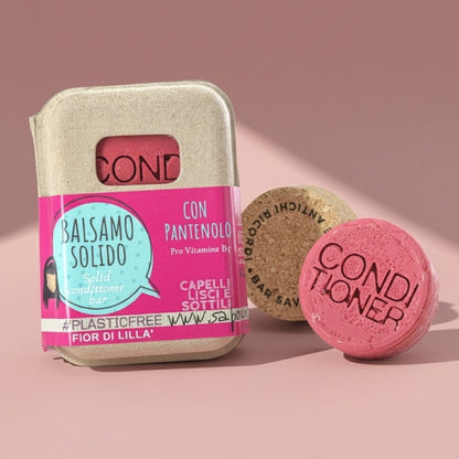 SOLID CONDITIONER FOR SMOOTH AND FINE HAIR WITH LILAC FLOWER AND CORK BAR SAVER