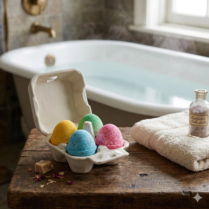 GIFT PACK OF 4 EGG BATH BOMBS FOR CHRISTMAS AND EPIPHANY