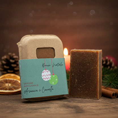 ORANGE AND CINNAMON CHRISTMAS SOAP IN RECYCLED CARDBOARD PACKAGING