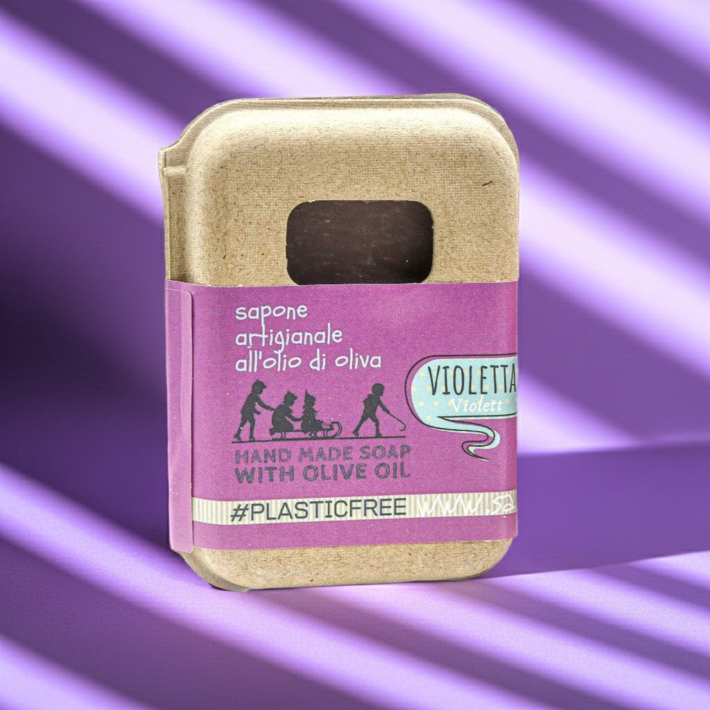 EMBALLAGE DE SAVON VIOLET EN CARTON RECYCLÉ