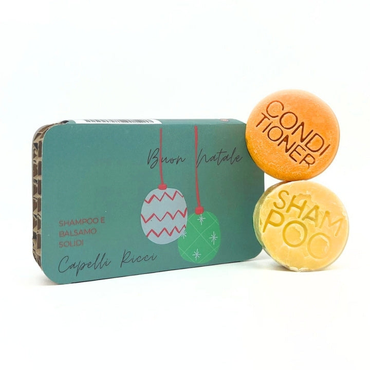 COFFRET DE NOËL SHAMPOING SOLIDE POUR CHEVEUX BOUCLÉS + APRÈS-SHAMPOING SOLIDE POUR CHEVEUX BOUCLÉS