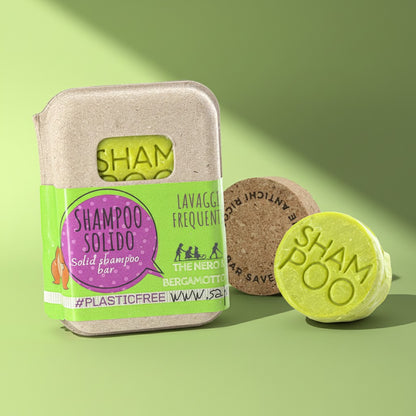 SOLID SHAMPOO FOR FREQUENT WASHES WITH BLACK TEA AND BERGAMOT WITH CORK BAR SAVER