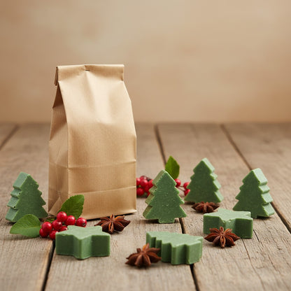 15 SAVONS AU THÉ NOIR ET À LA BERGAMOTE – PETITS FORMES DE PIN ET D'ÉTOILE