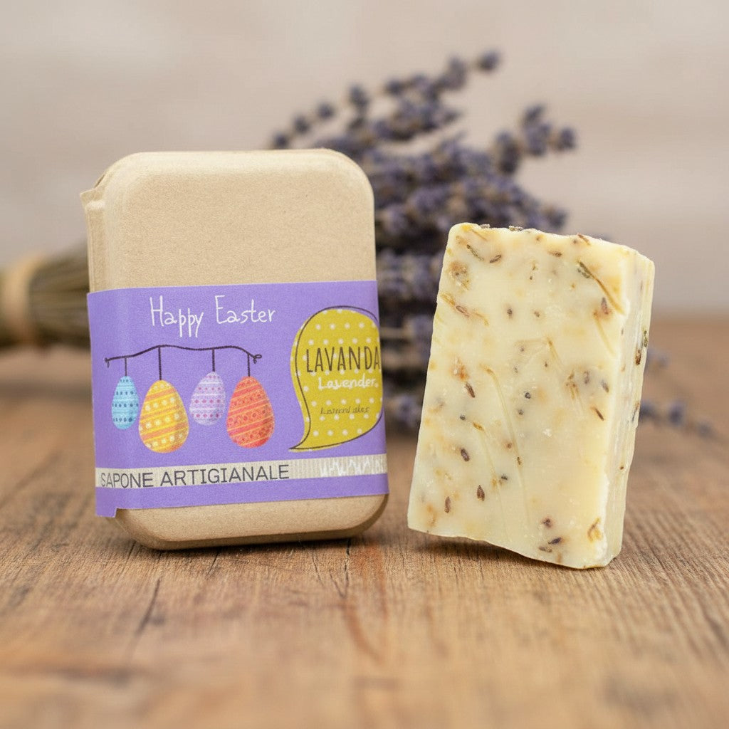 IDEA REGALO PASQUA  SAPONE LAVANDA IN CARTONE RICICLATO