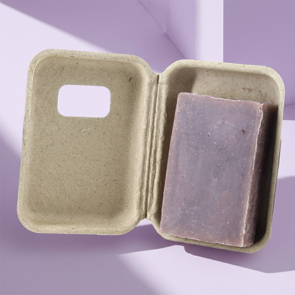EMBALLAGE DE SAVON VIOLET EN CARTON RECYCLÉ