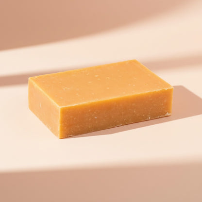 Peach soap packaging in recycled cardboard