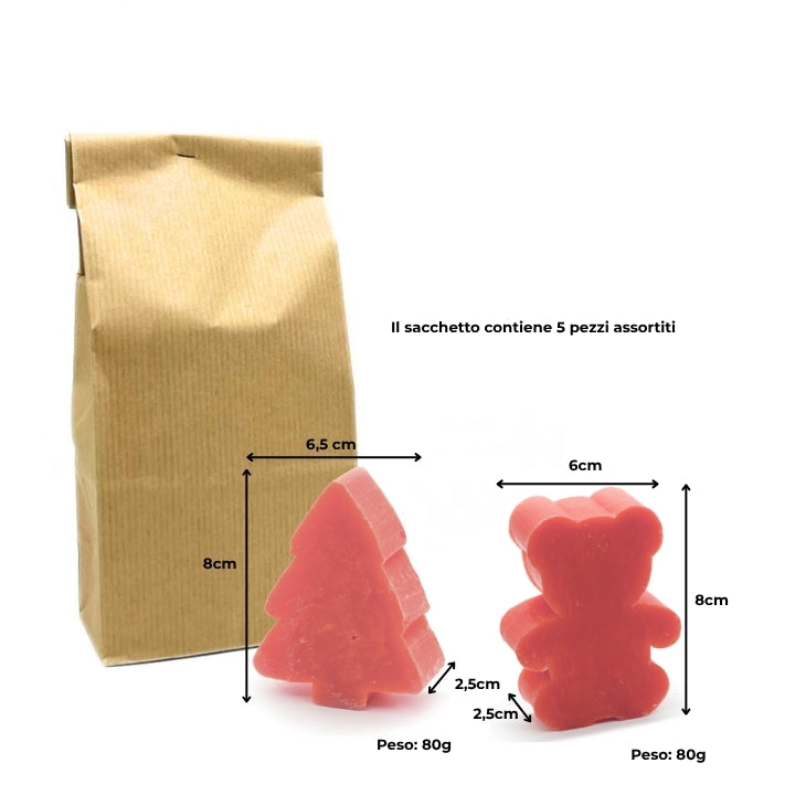 5 SAVONS À LA ROSE ROUGE – GRANDES FORMES DE PIN ET D'OURS EN PELUCHE