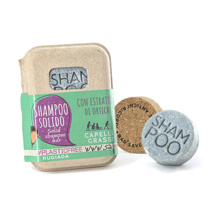 SOLID SHAMPOO FOR OILY HAIR WITH DEW AND CORK BAR SAVER