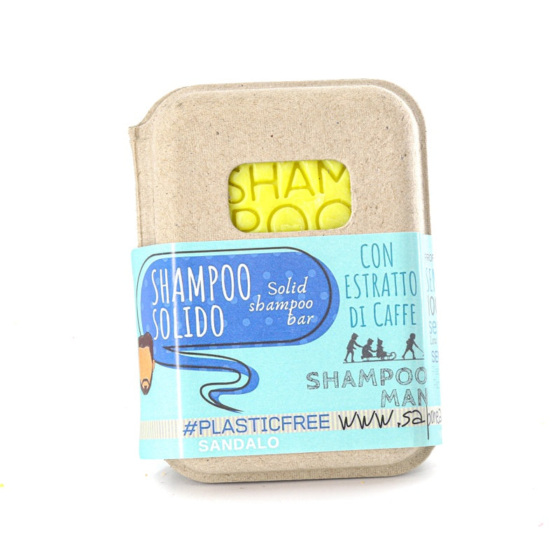 Shampoing solide au bois de santal pour hommes avec bouchon en liège