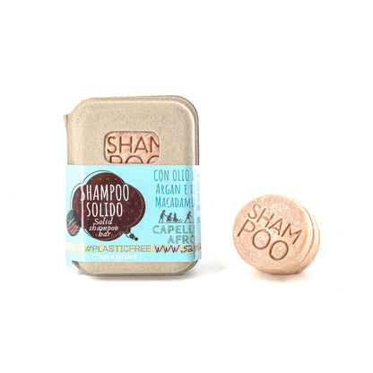SHAMPOO SOLIDO CAPELLI AFRO O RICCI POROSI ALLA CANNELLA senza BAR SAVER IN SUGHERO