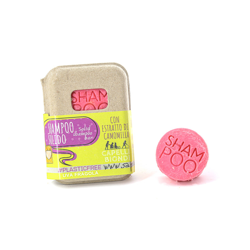 SHAMPOO SOLIDO CAPELLI BIONDI ALL'UVA FRAGOLA senza BAR SAVER IN SUGHERO